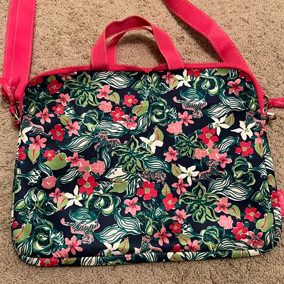 Lilly Pulitzer Laptop Bag Tiger Lilly Print - Picture 1 of 8